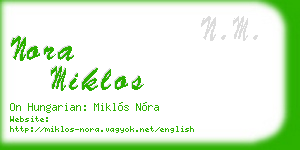 nora miklos business card