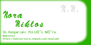 nora miklos business card